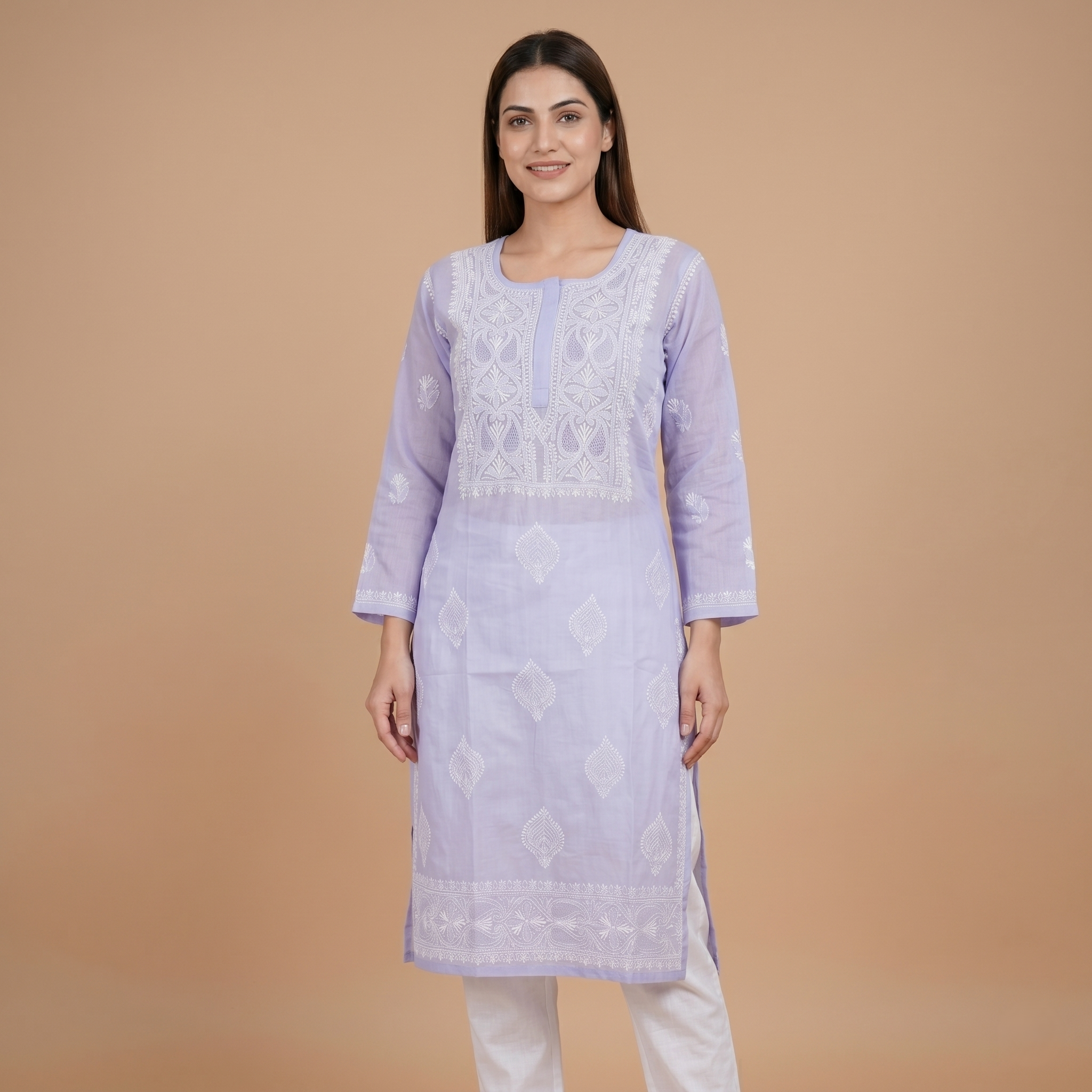 Majesty Purple handcrafted Cotton Chikankari Kurta